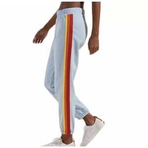WESLEY Blue Jogger Sweatpants Rainbow Stripe Women’s XS